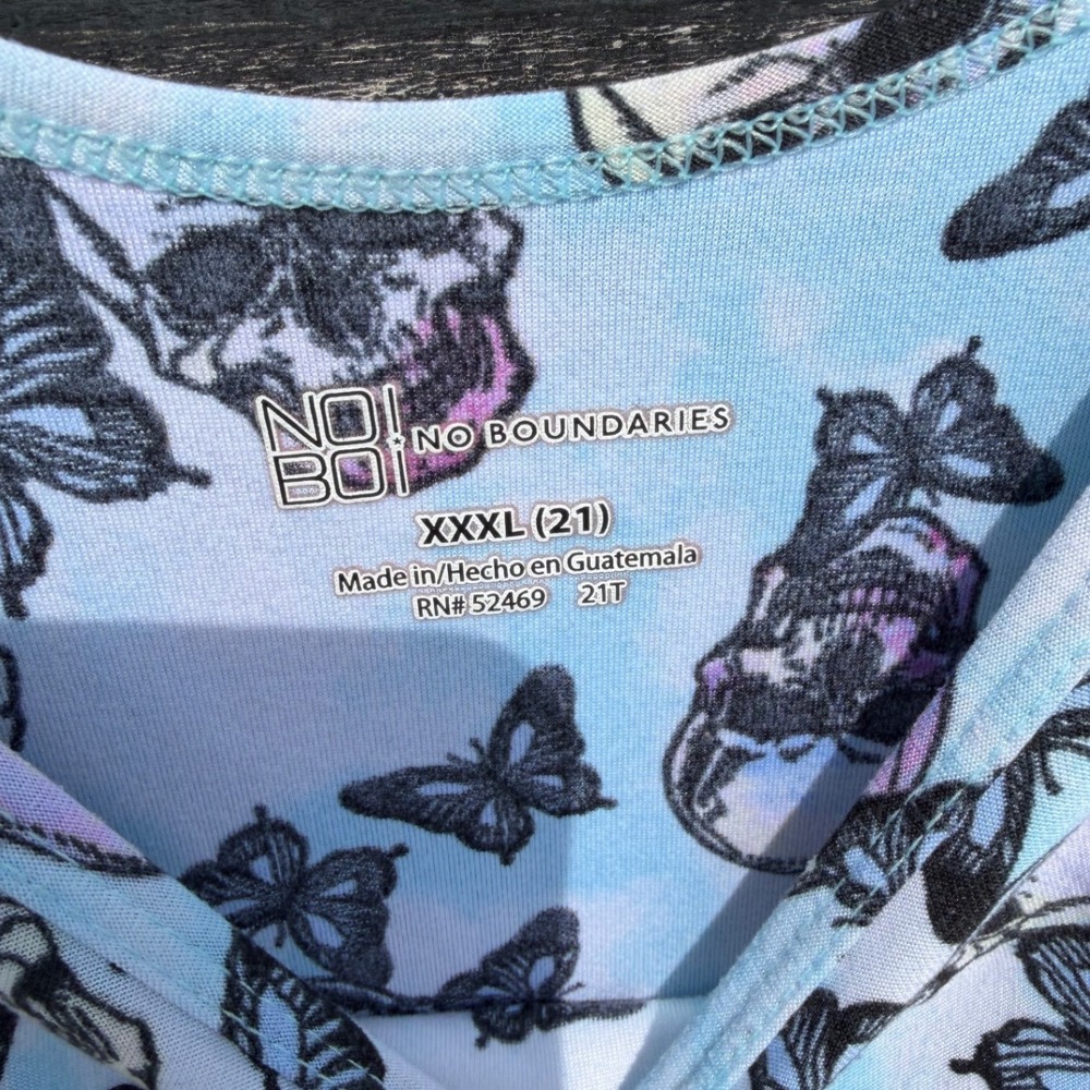 No Boundaries Womens XXXL Blue Skull Butterfly Print Tank Top Sleeveless Scoop - Picture 3 of 6